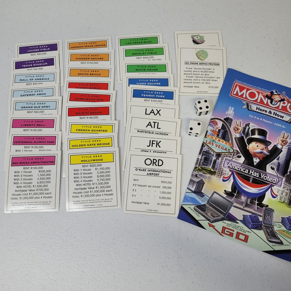 Monopoly Here &‎ Now Edition America Has Voted Replacement Cards 2006